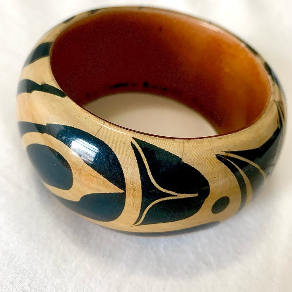 Hiada artist Cory Bullpit Handcrafted Wooden Bangle